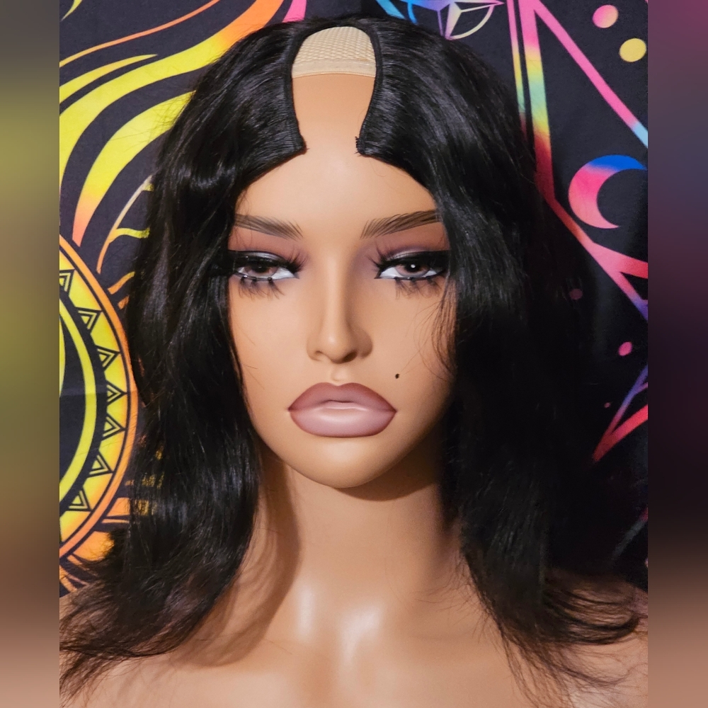 Human hair wig v part